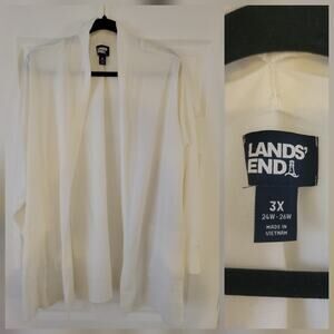 Lands' End Open Cardigan Women's SZ 3X Cotton Cozy Layering Timeless white